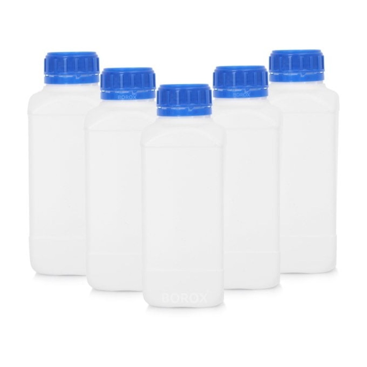 Borox Plastik Kare Şişe 1000 ml - Blue Kapaklı Şişe 5 pcs