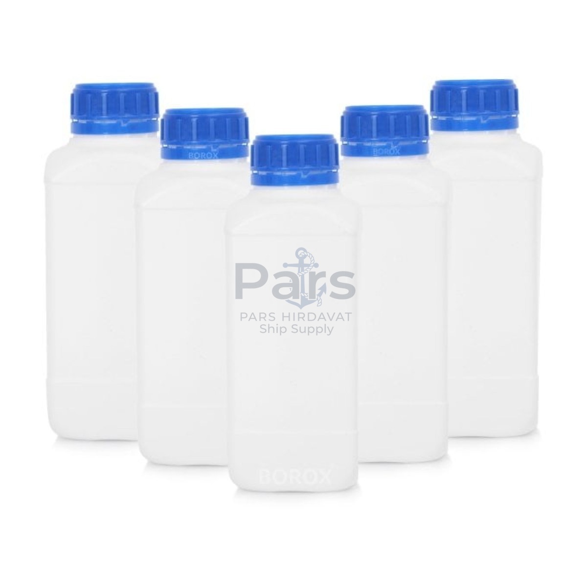 Borox Plastik Kare Şişe 1000 ml - Blue Kapaklı Şişe 5 pcs