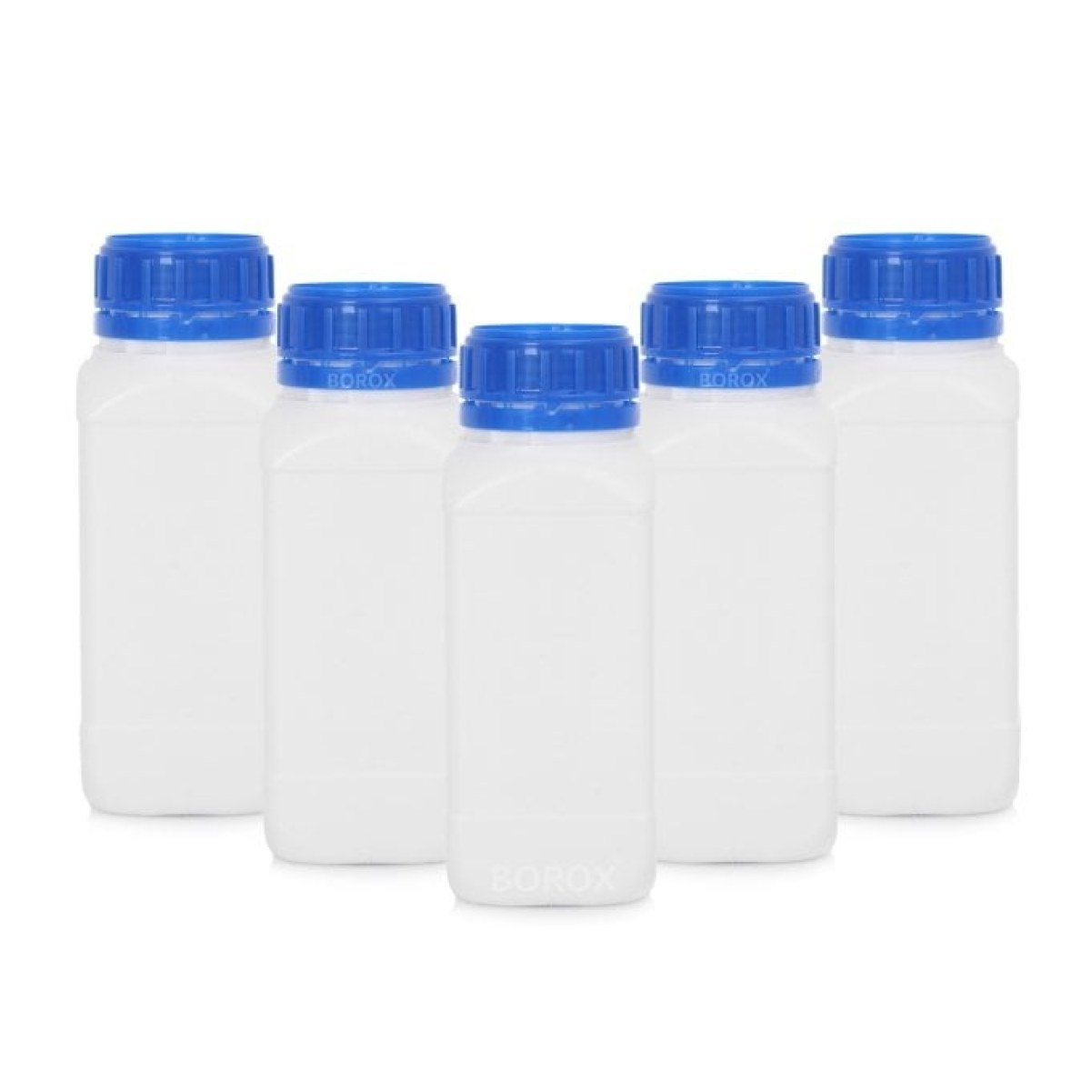 Borox Plastik Kare Şişe 500 ml - Mavi Kapaklı Şişe 5 Adet
