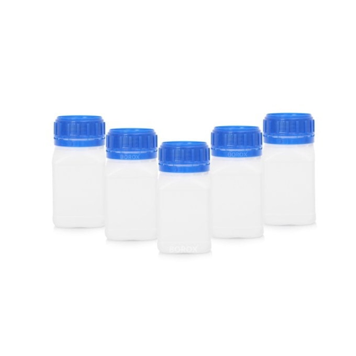 Borox Plastik Kare Şişe 250 ml - Blue Kapaklı Şişe 5 pcs