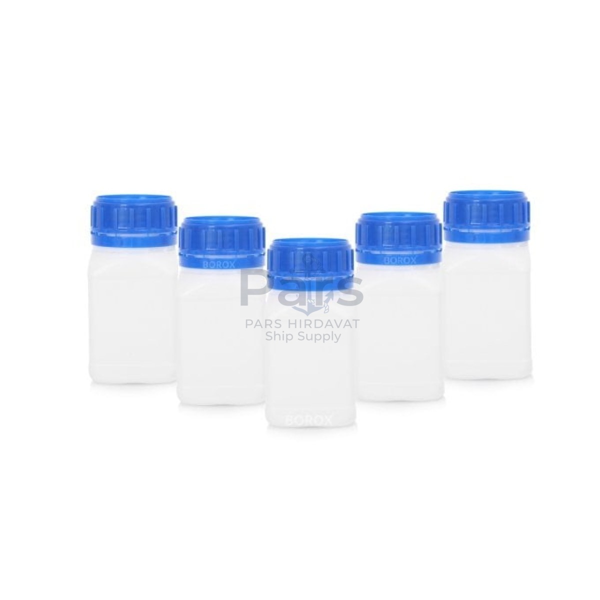 Borox Plastik Kare Şişe 250 ml - Blue Kapaklı Şişe 5 pcs