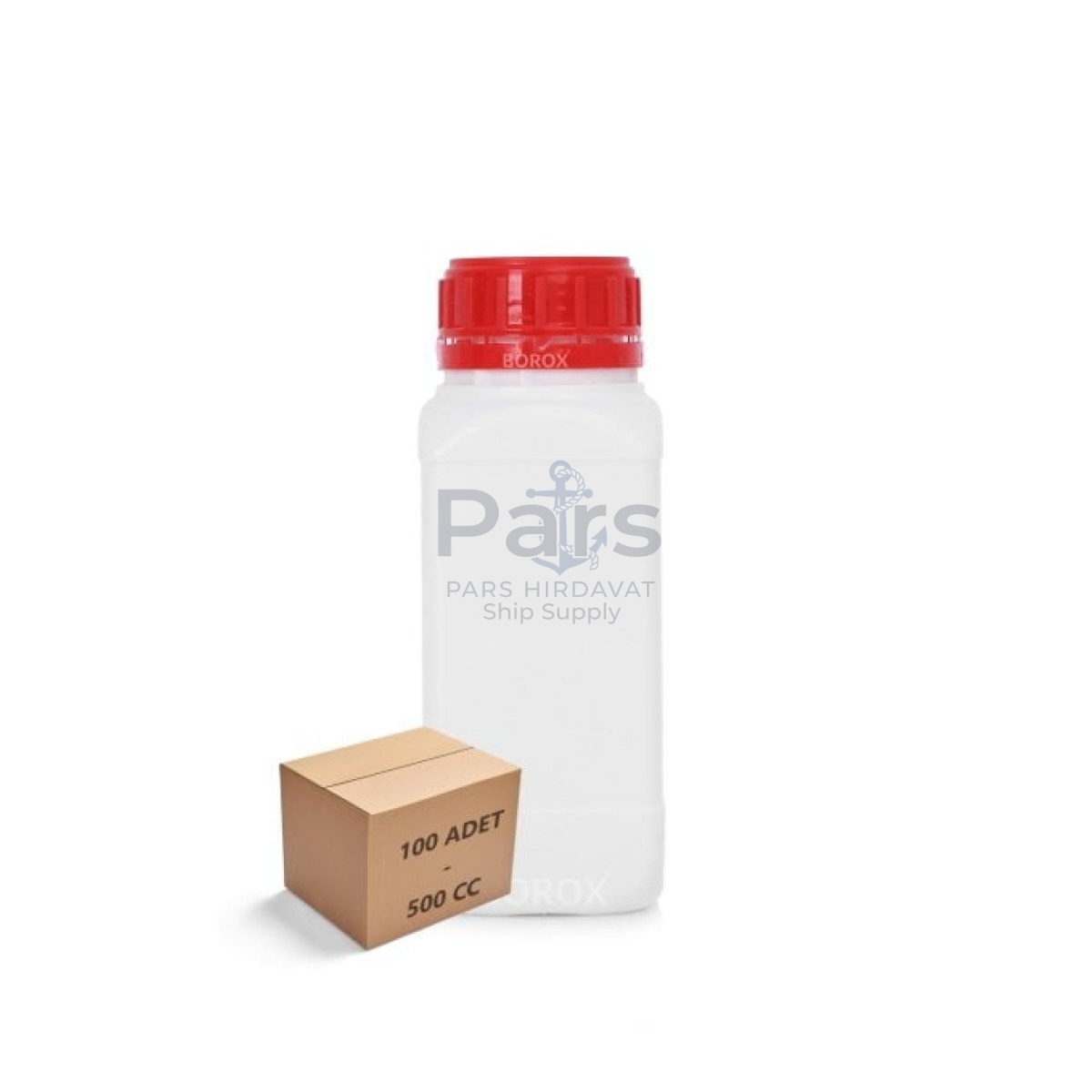 Borox Plastik Kare Şişe 500ml - Red Kapaklı Şişe 100pcs