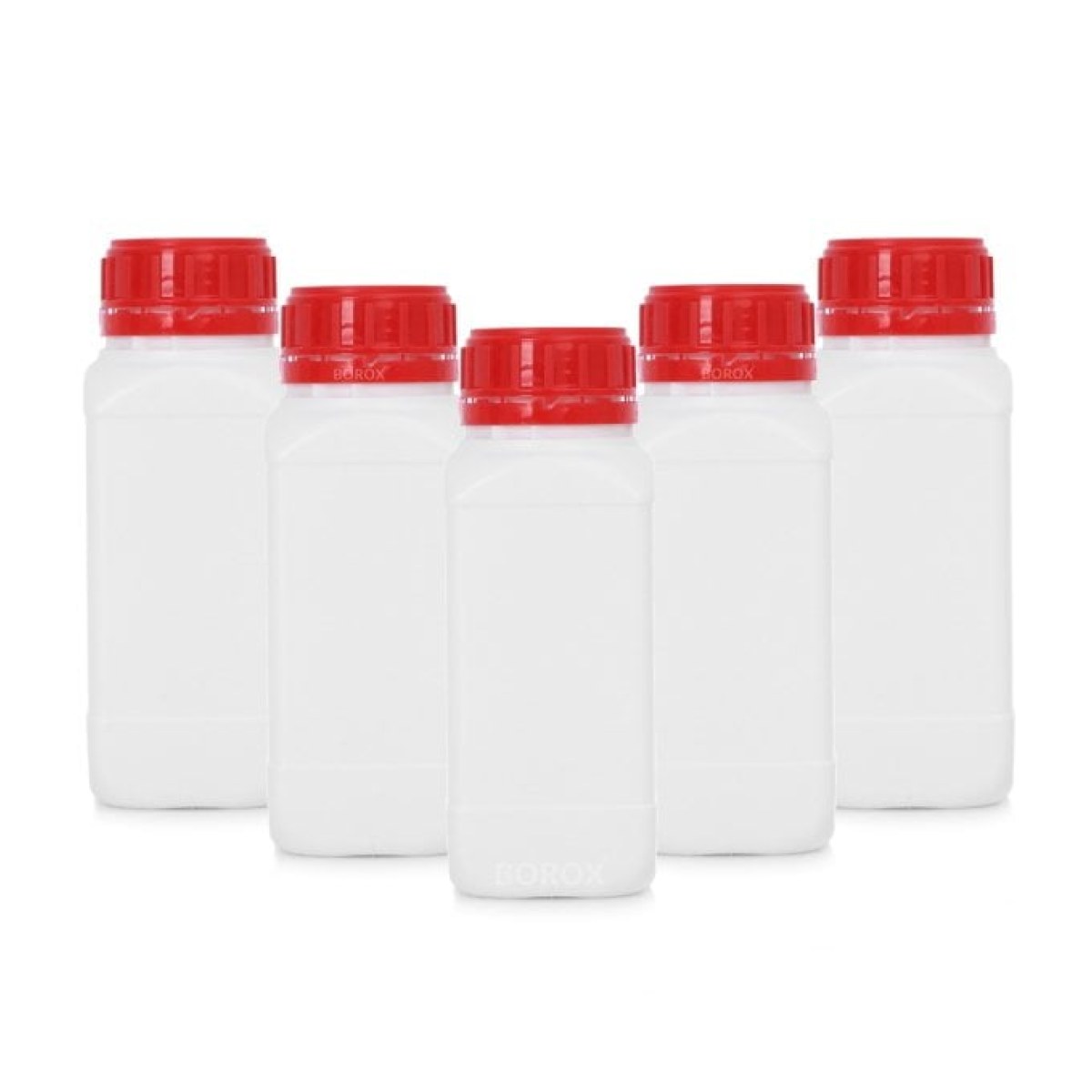 Borox Plastik Kare Şişe 500ml - Red Kapaklı Şişe 5 pcs