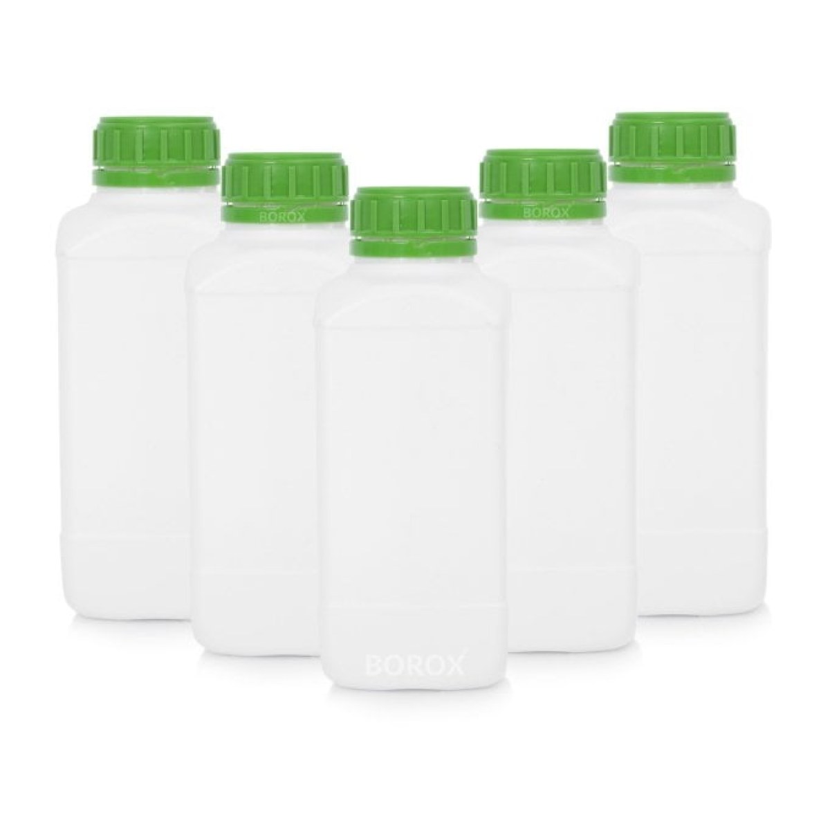Borox Plastik Kare Şişe 1000 ml - Green Kapaklı Şişe 5 pcs