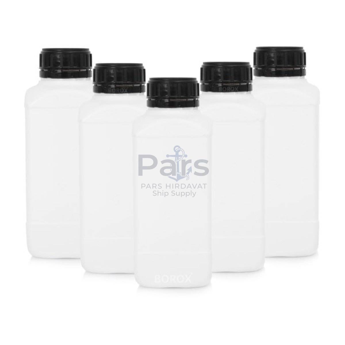 Borox Plastik Kare Şişe 1000 ml - Black Kapaklı Şişe 5 pcs