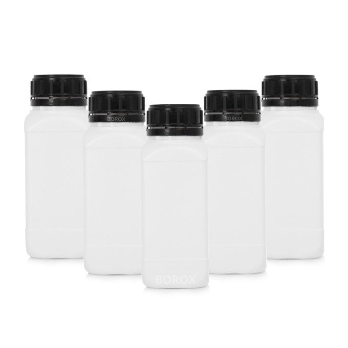 Borox Plastik Kare Şişe 500 ml - Black Kapaklı Şişe 5 pcs