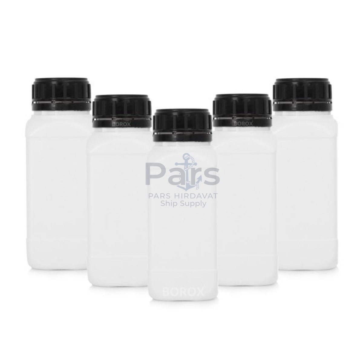 Borox Plastik Kare Şişe 500 ml - Black Kapaklı Şişe 5 pcs