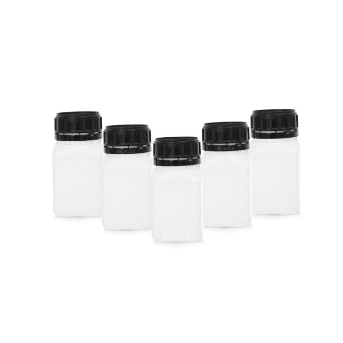 Borox Plastik Kare Şişe 250 ml - Black Kapaklı Şişe 5 pcs