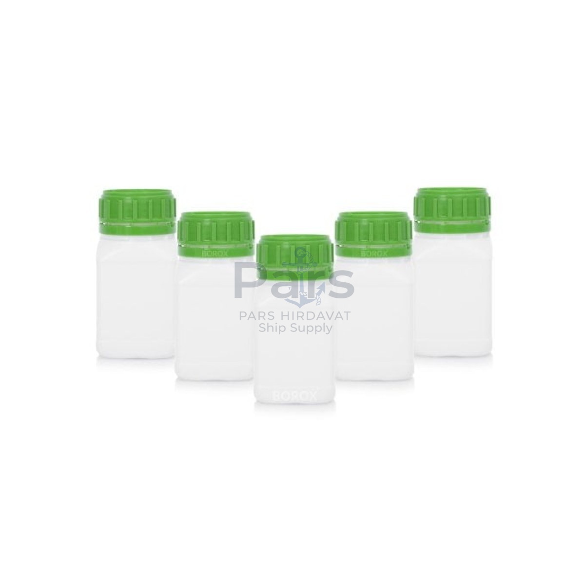 Borox Plastik Kare Şişe 250 ml - Green Kapaklı Şişe 5 pcs