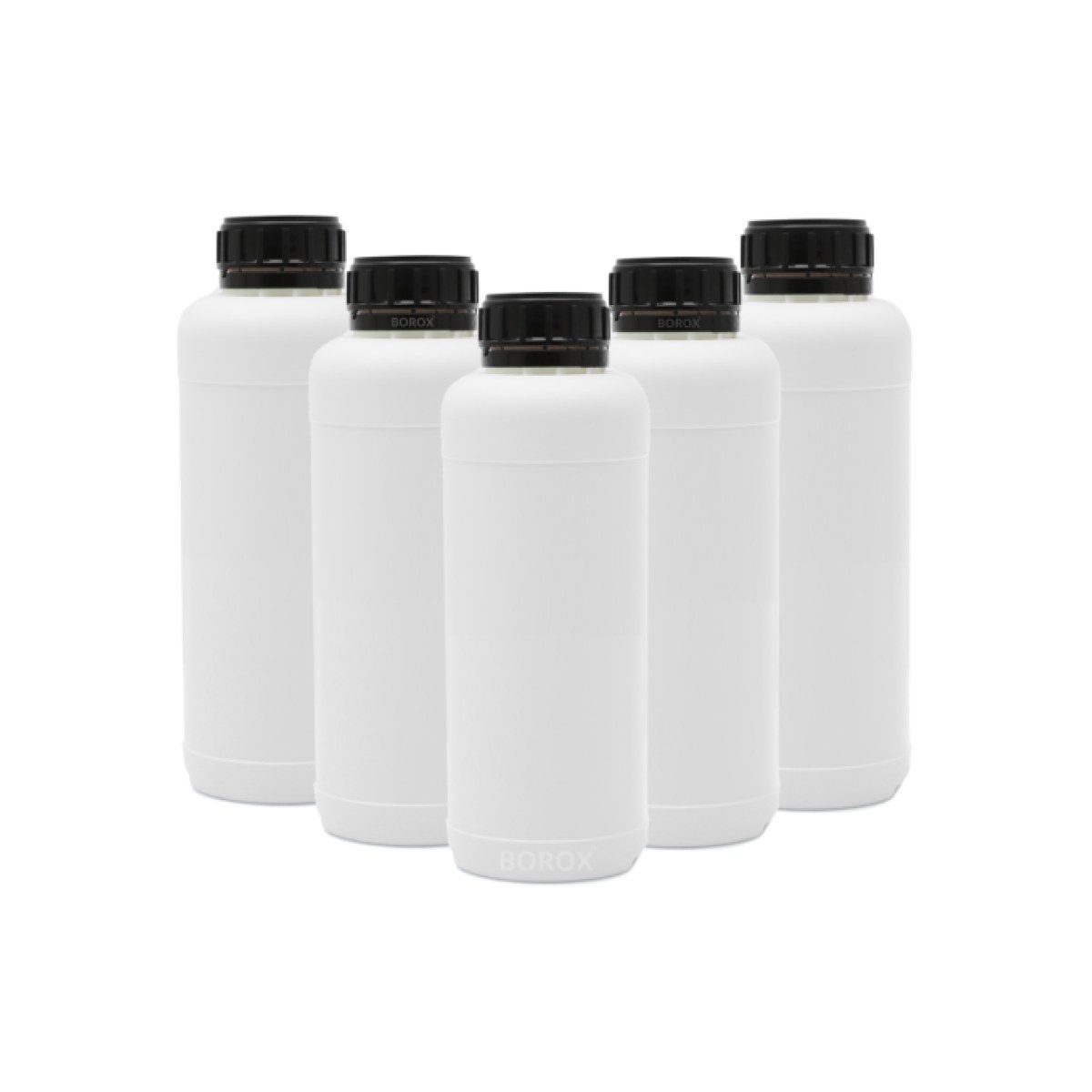 Borox Plastik Yuvarlak Şişe 1000 ml - Black Kapaklı 5 pcs
