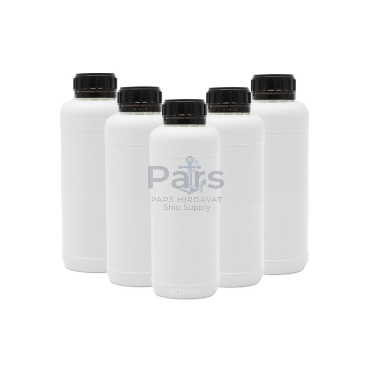 Borox Plastik Yuvarlak Şişe 1000 ml - Black Kapaklı 5 pcs