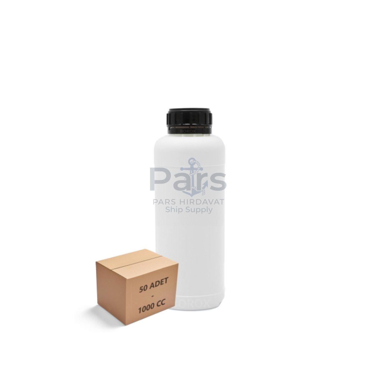 Borox Plastik Yuvarlak Şişe 1000 ml - Black Kapaklı 50 pcs