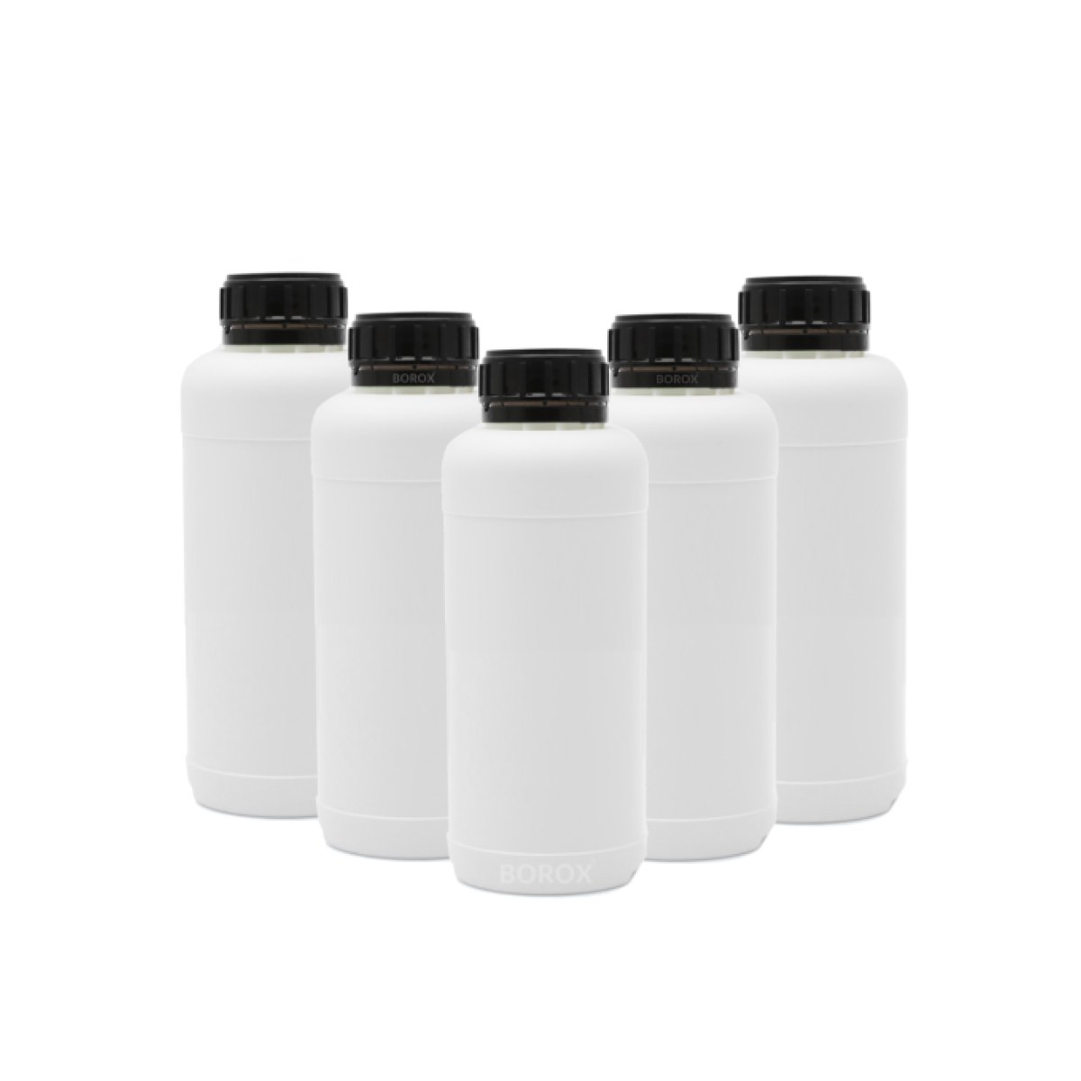 Borox Plastik Yuvarlak Şişe 500 ml - Siyah Kapaklı 5 Adet