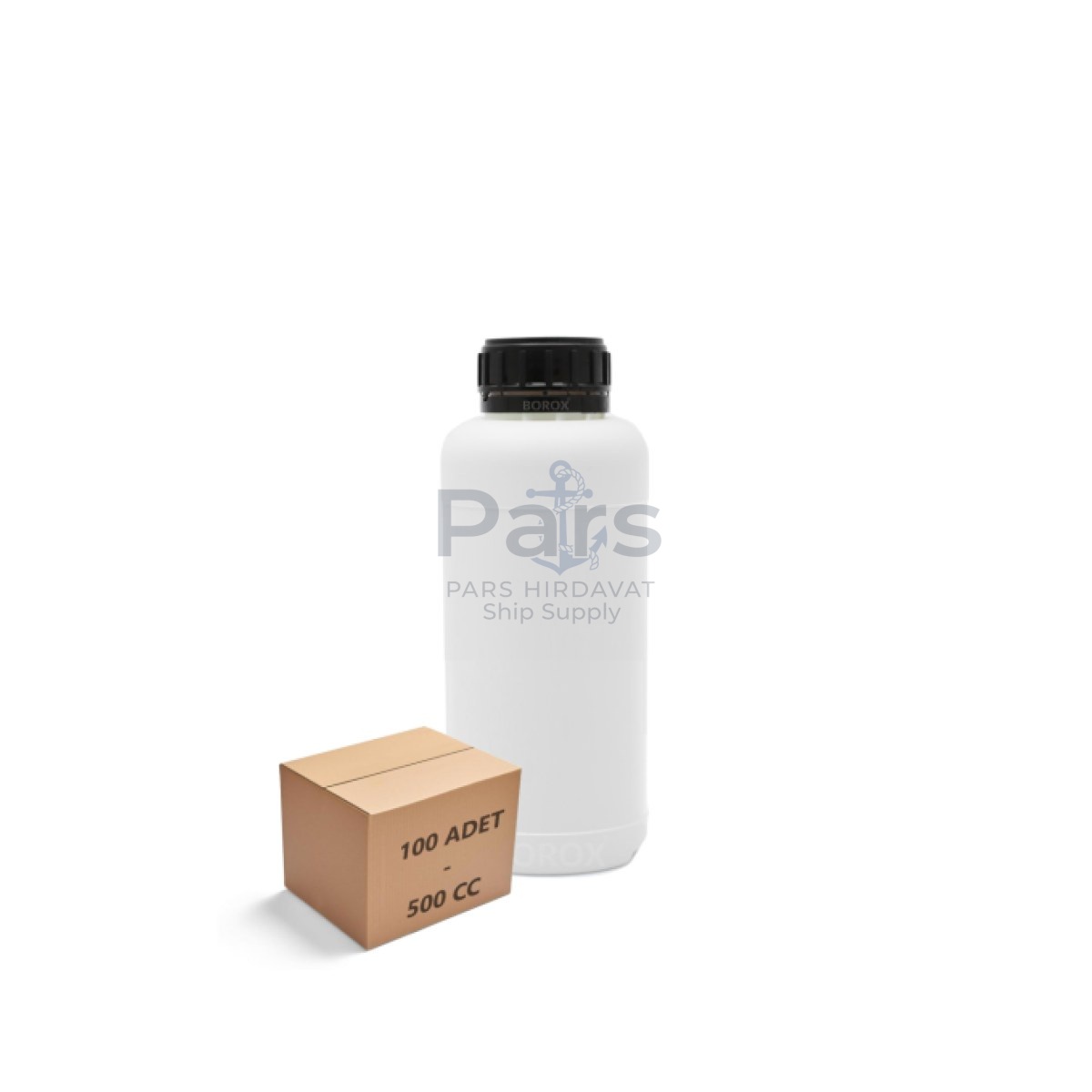 Borox Plastik Yuvarlak Şişe 500 ml - Black Kapaklı 100 pcs