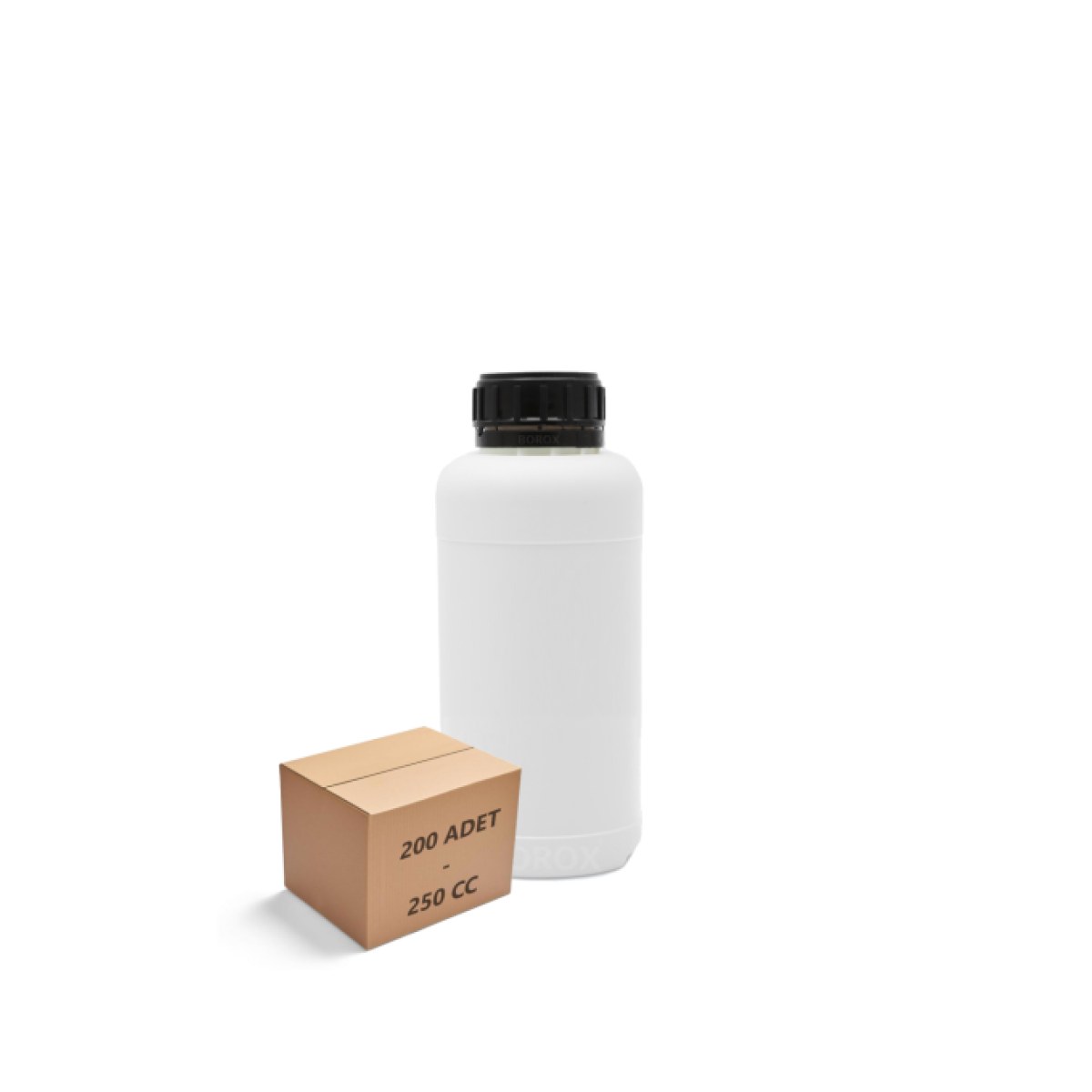Borox Plastik Yuvarlak Şişe 250 ml - Black Kapaklı 200 pcs