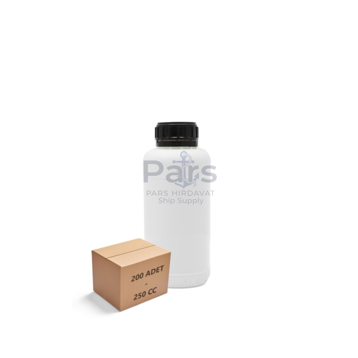 Borox Plastik Yuvarlak Şişe 250 ml - Black Kapaklı 200 pcs