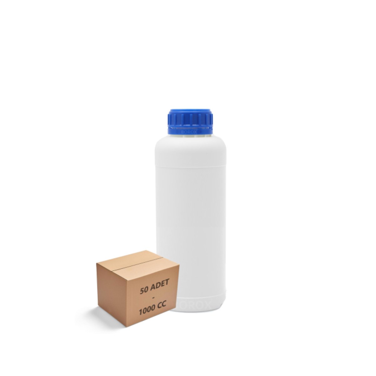 Borox Plastik Yuvarlak Şişe 1000 ml - Blue Kapaklı 50 pcs