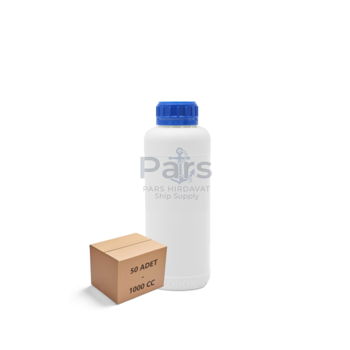 Borox Plastik Yuvarlak Şişe 1000 ml - Blue Kapaklı 50 pcs