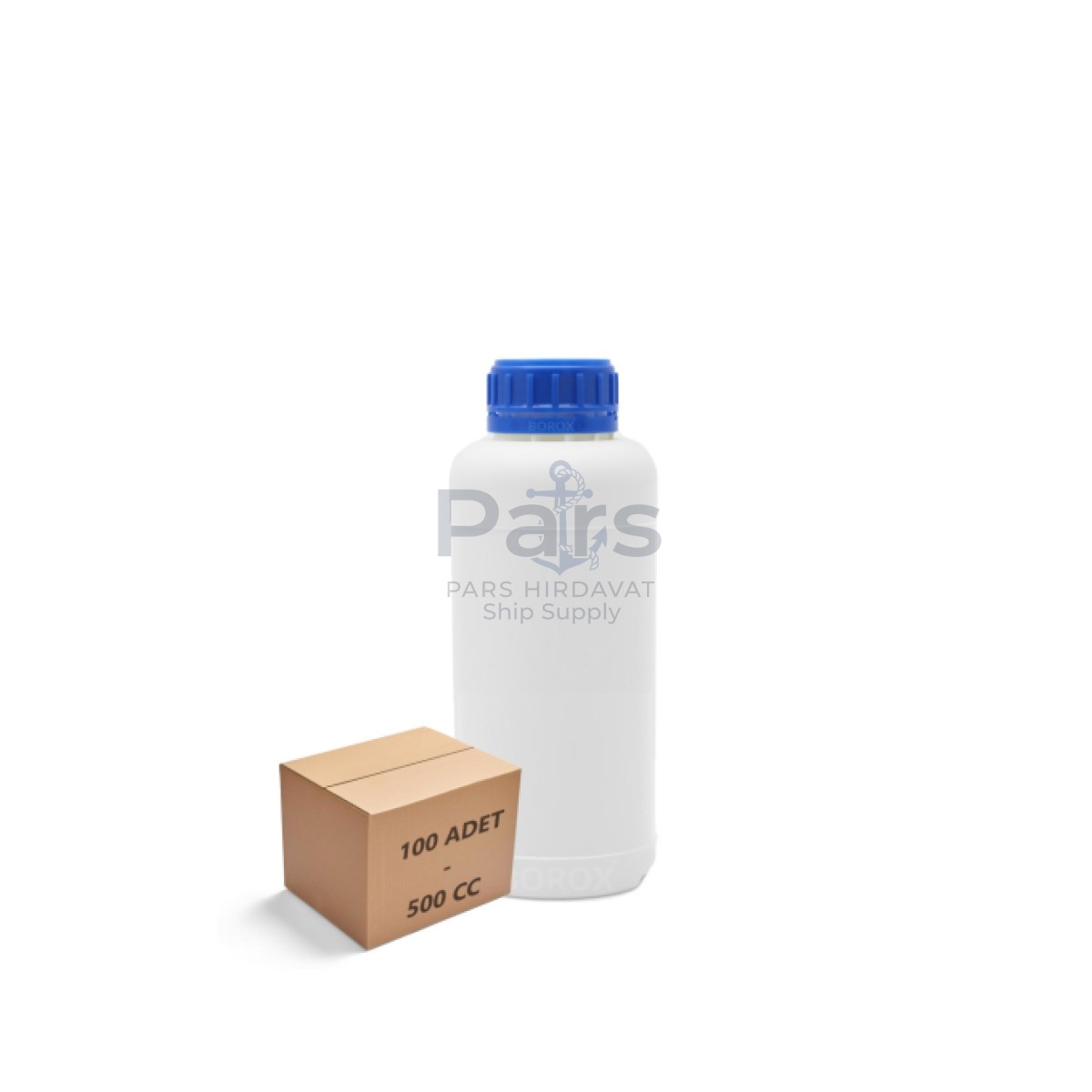 Borox Plastik Yuvarlak Şişe 500 ml - Blue Kapaklı 100 pcs