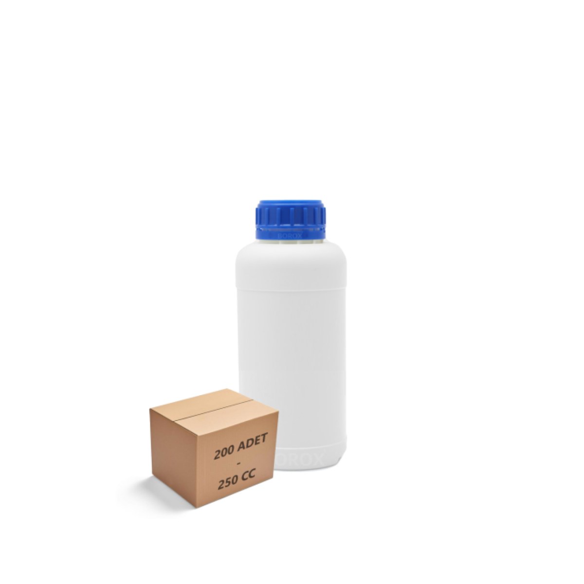 Borox Plastik Yuvarlak Şişe 250 ml - Blue Kapaklı 200 pcs