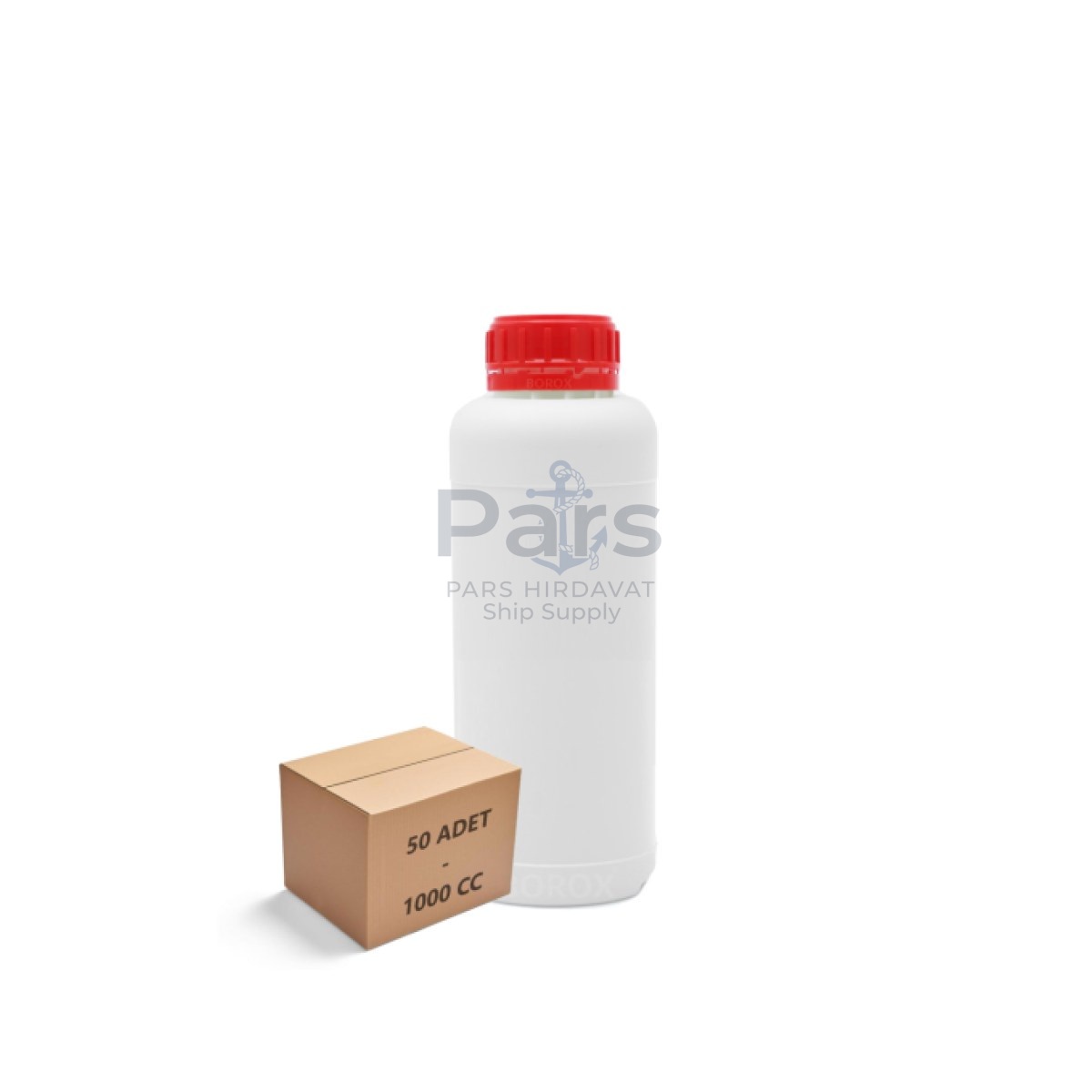 Borox Plastik Yuvarlak Şişe 1000ml - Red Kapaklı 50 pcs
