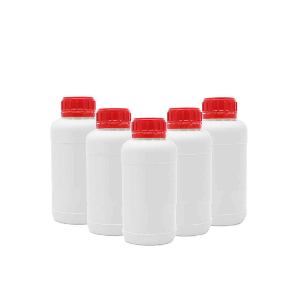 Borox Plastik Yuvarlak Şişe 250 ml - Red Kapaklı 5 pcs