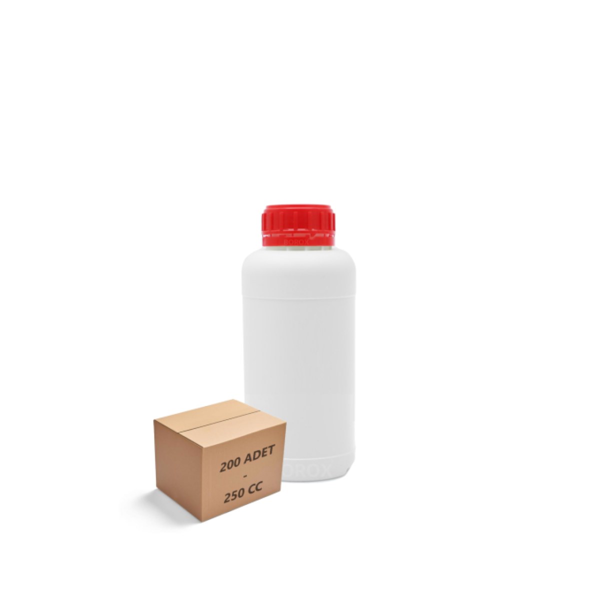 Borox Plastik Yuvarlak Şişe 250ml - Red Kapaklı 200 pcs
