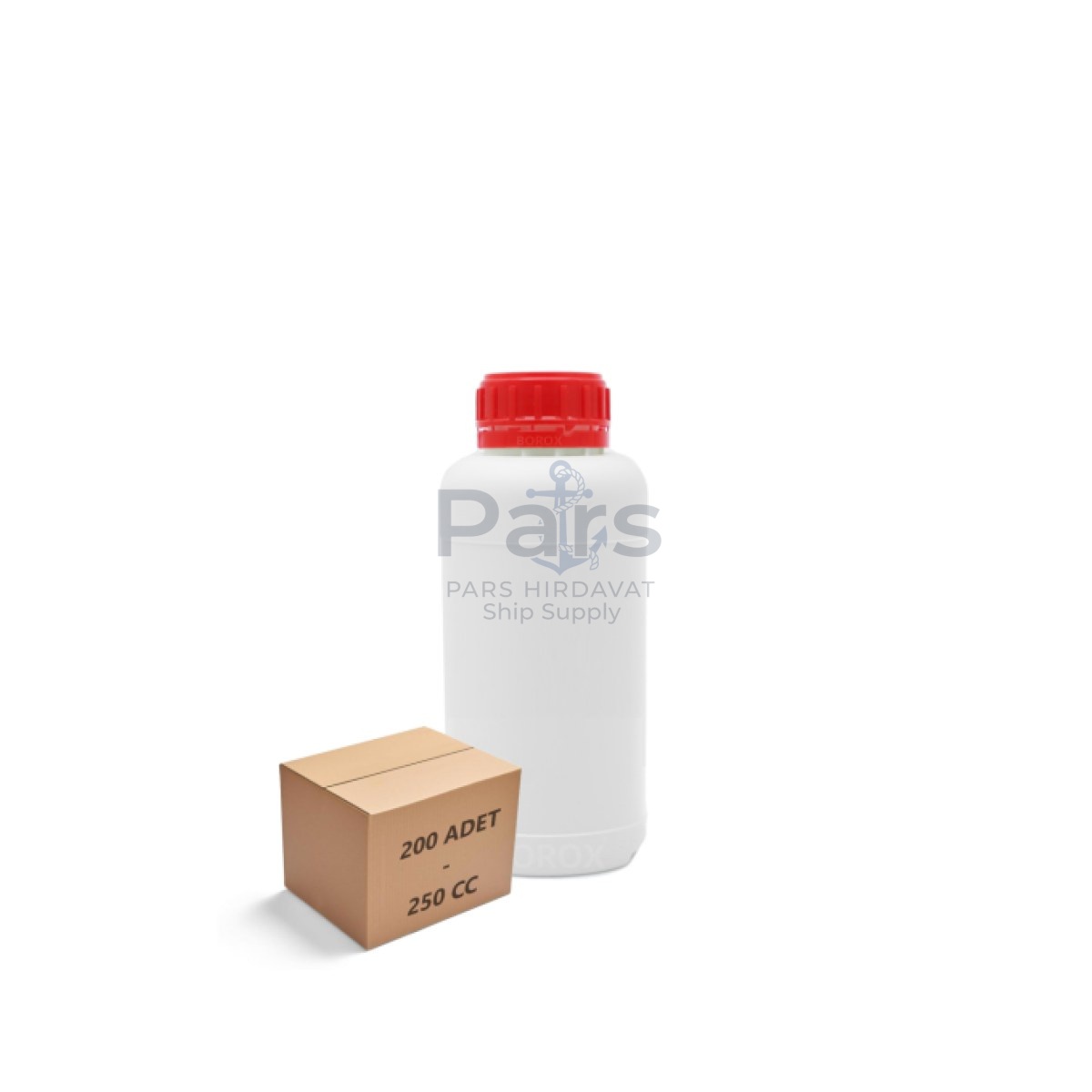 Borox Plastik Yuvarlak Şişe 250ml - Red Kapaklı 200 pcs