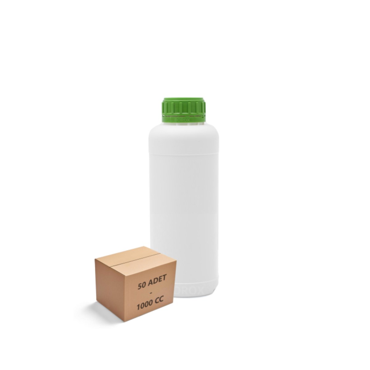 Borox Plastik Yuvarlak Şişe 1000 ml - Green Kapaklı 50 pcs