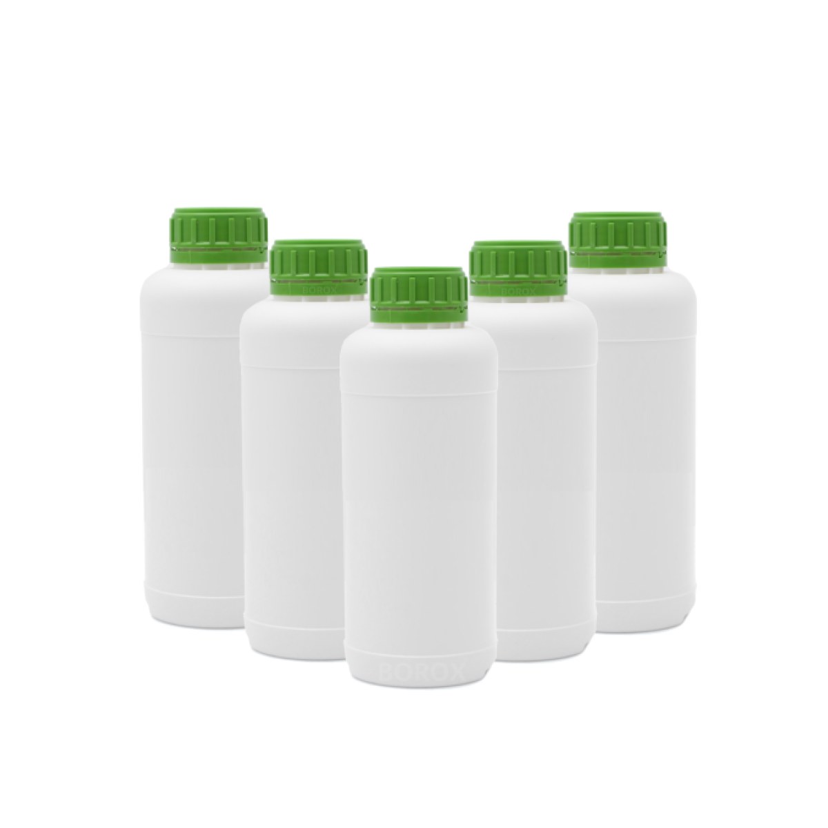 Borox Plastik Yuvarlak Şişe 500 ml - Yeşil Kapaklı 5 Adet