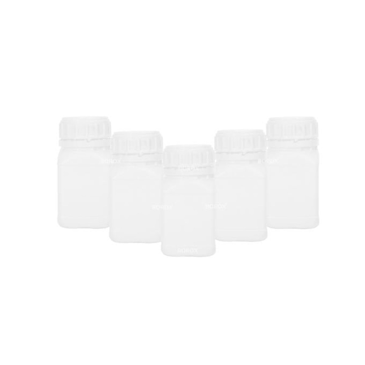 Borox Plastik Kare Şişe 250 ml - Beyaz Kapaklı Şişe 5 Adet