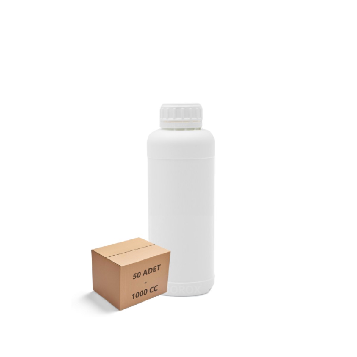 Borox Plastik Yuvarlak Şişe 1000 ml - White Kapaklı 50 pcs