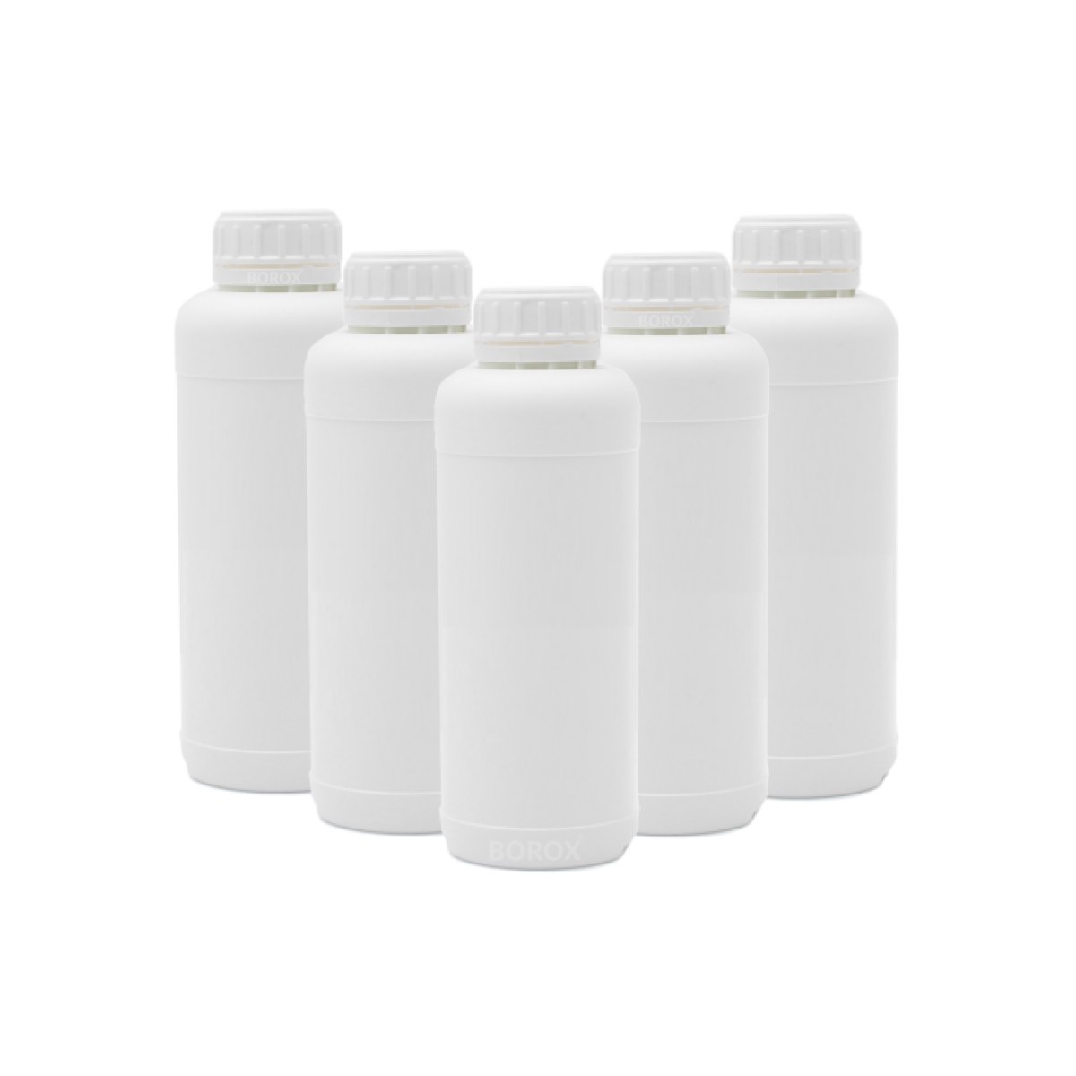 Borox Plastik Yuvarlak Şişe 1000 ml - White Kapaklı 5 pcs