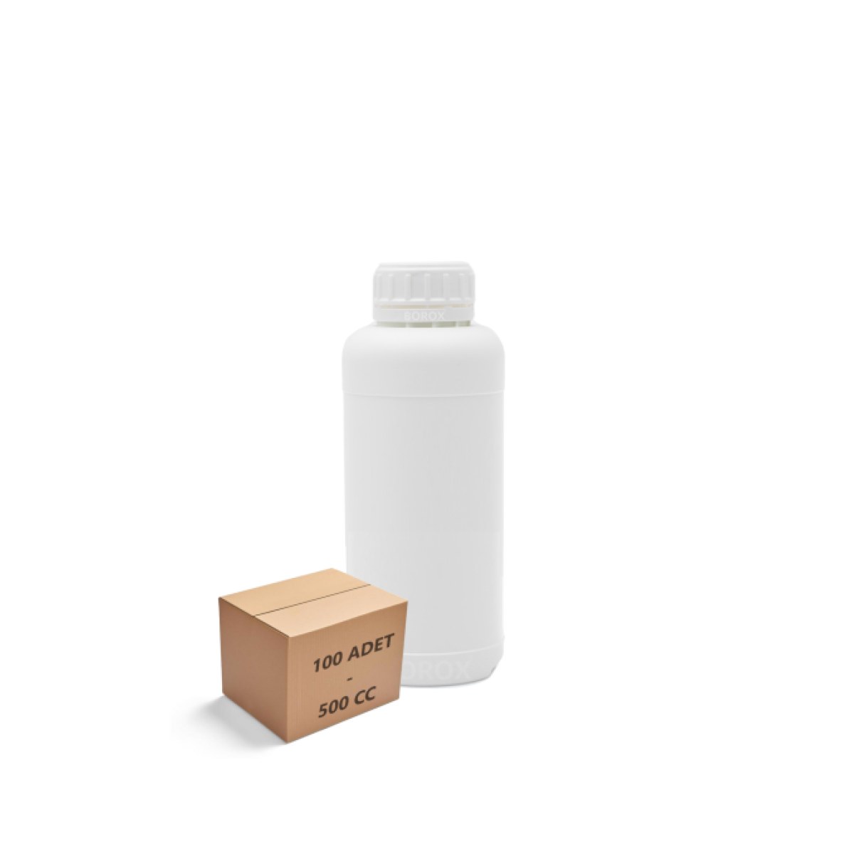Borox Plastik Yuvarlak Şişe 500 ml - White Kapaklı 100 pcs