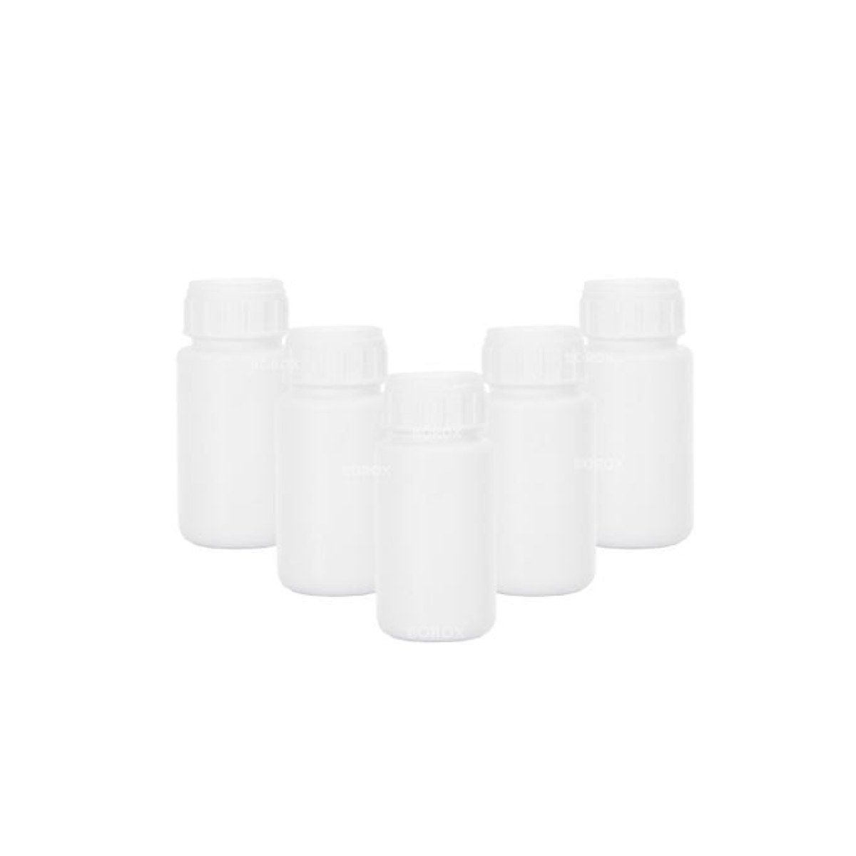 Borox Plastik Yuvarlak Şişe 100 ml - White Kapaklı 5 pcs
