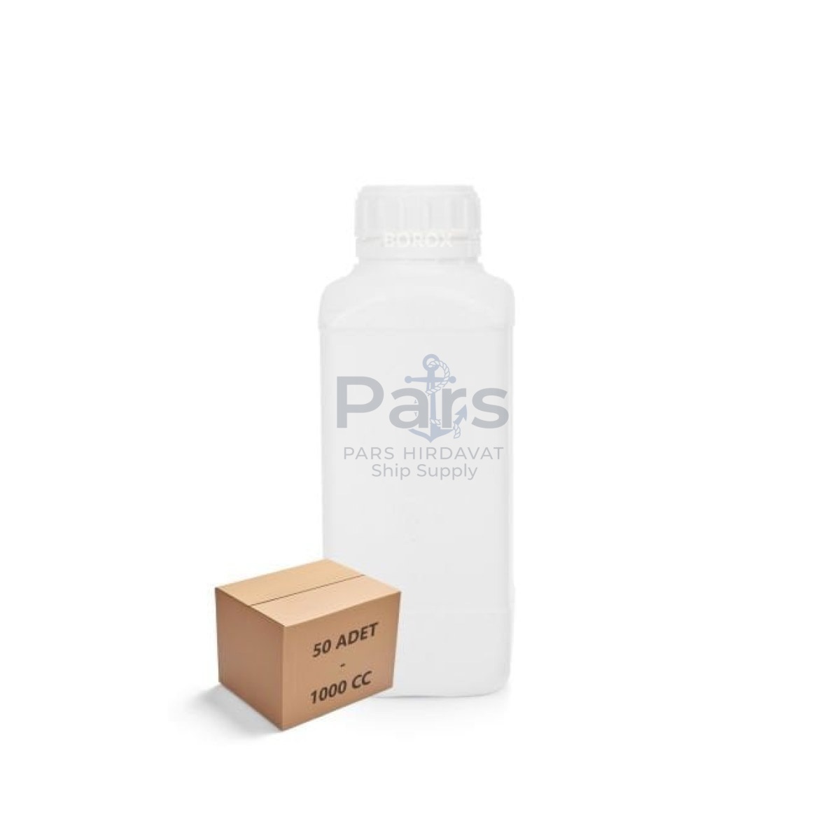 Borox Plastik Kare Şişe 1000 ml - White Kapaklı Şişe 50 pcs