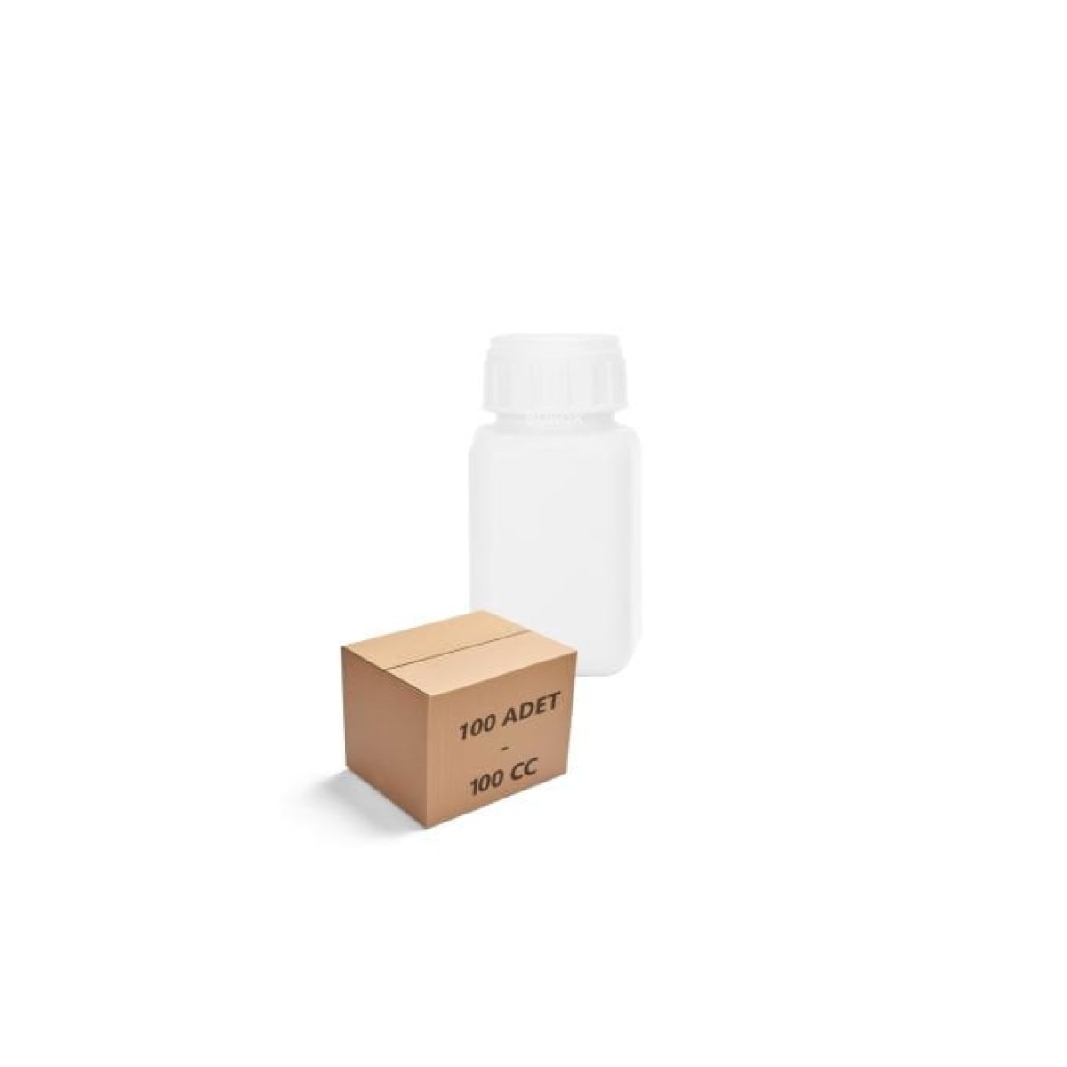 Borox Plastik Kare Şişe 100 ml - White Kapaklı Şişe 100 pcs