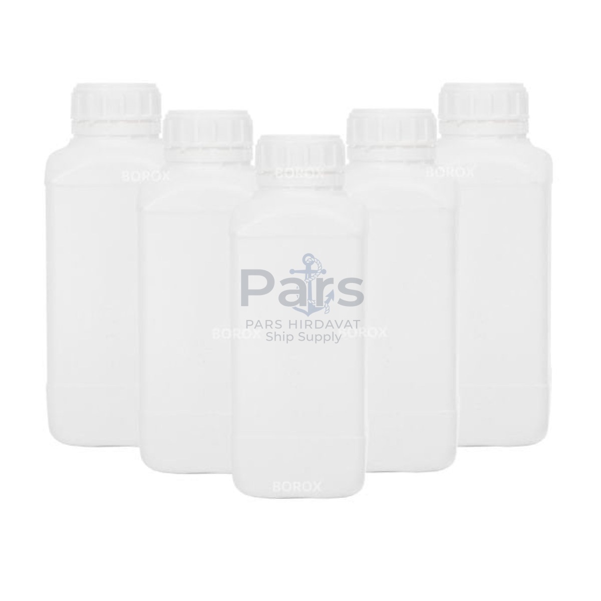 Borox Plastik Kare Şişe 1000 ml - White Kapaklı Şişe 5 pcs