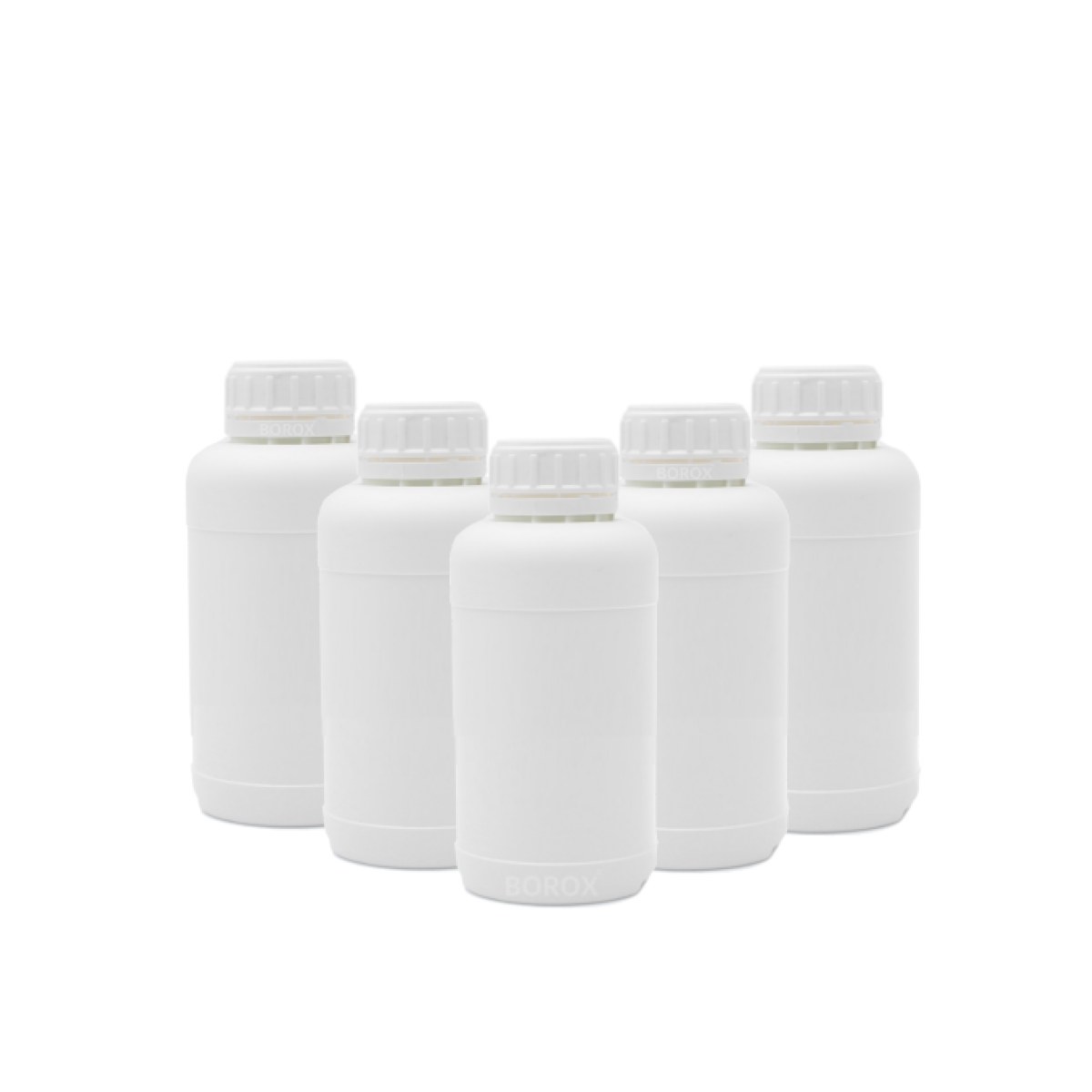 Borox Plastik Yuvarlak Şişe 250 ml - White Kapaklı 5 pcs