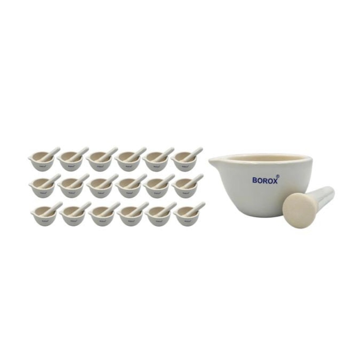 Borox Porselen Havan Tokmaklı 60ml - 18 Set/Toptan