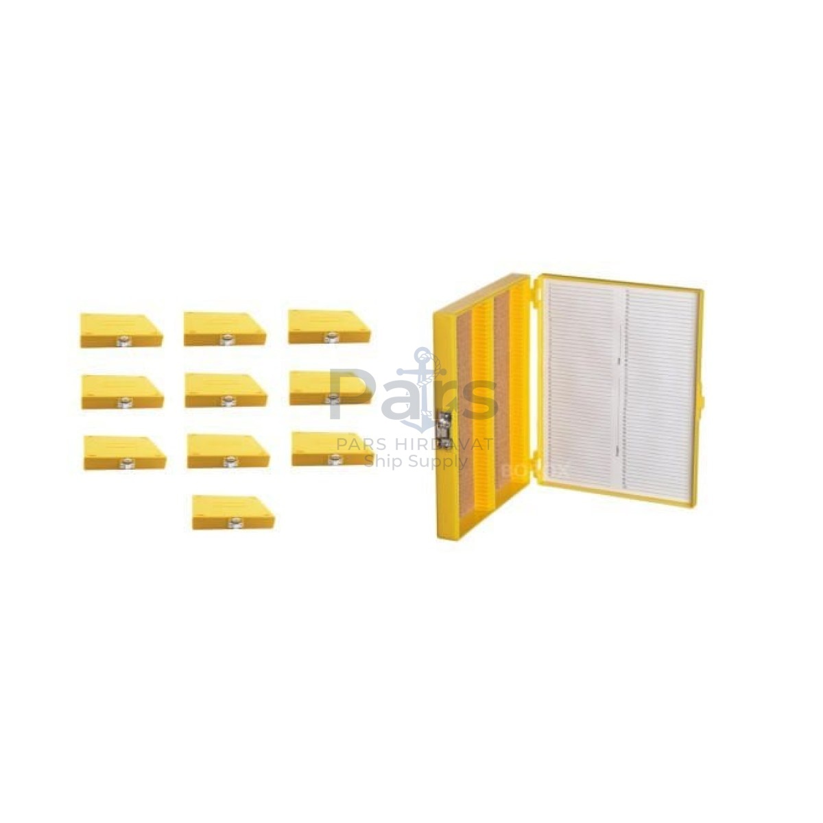 Borox Mikroskop Slide Saklama Kutusu - Mantar Tabanlı 100lü Slayt Kabı - Metal Kilitli - Yellow - 10 pcs Toptan