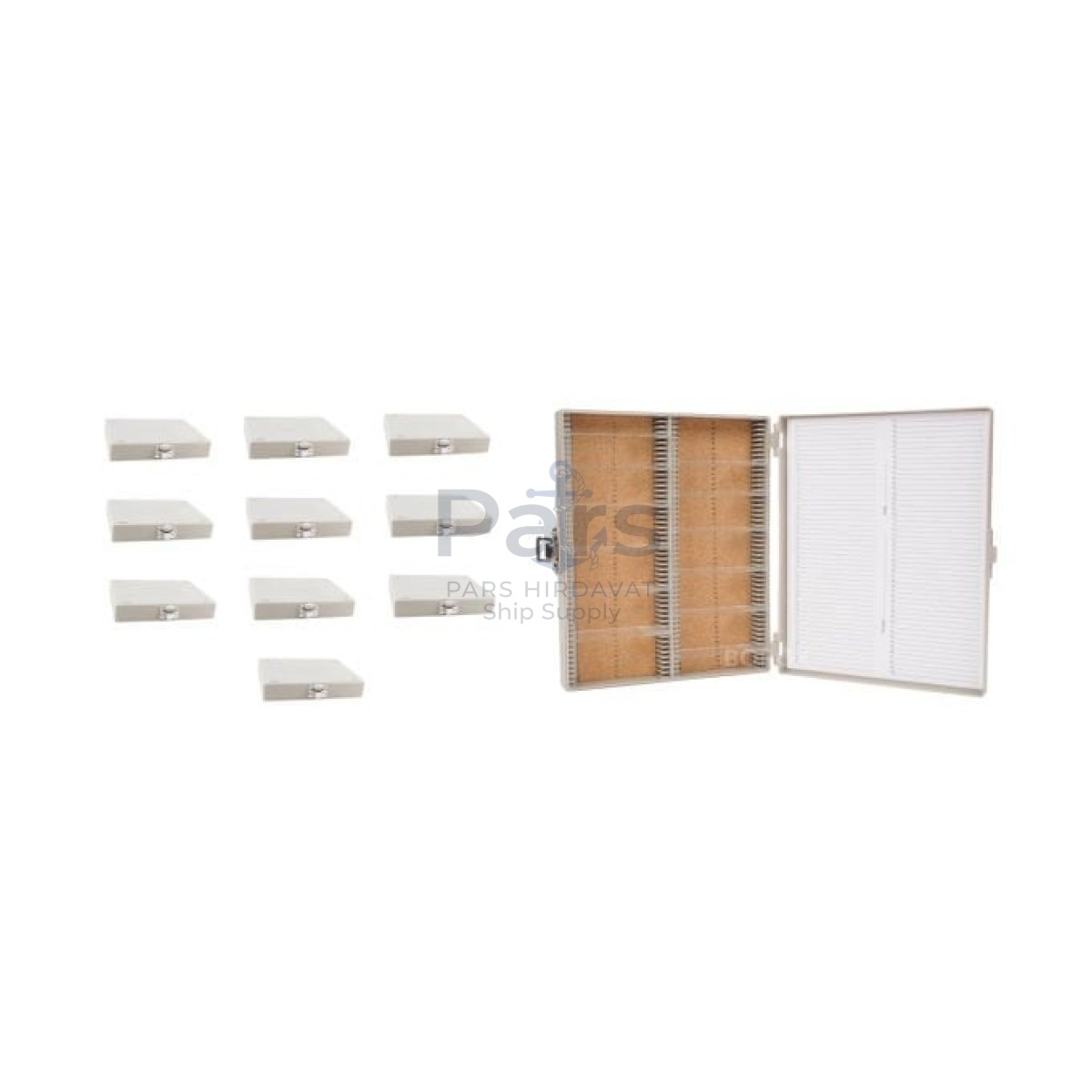 Borox Mikroskop Slide Saklama Kutusu - Mantar Tabanlı 100lü Slayt Kabı - Metal Kilitli - White - 10 pcs Toptan