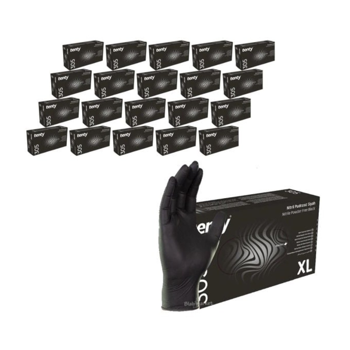 Nitril Eldiven Black - XL Beden - Çok Amaçlı Pudrasız - 20 Kutu