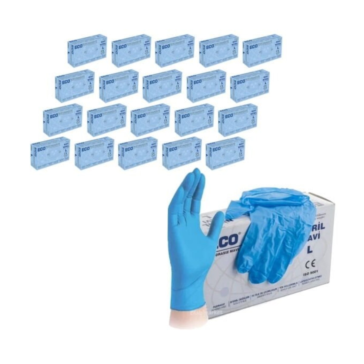 Nitril Eldiven Mavi L Beden - Çok Amaçlı Pudrasız 20 Paket