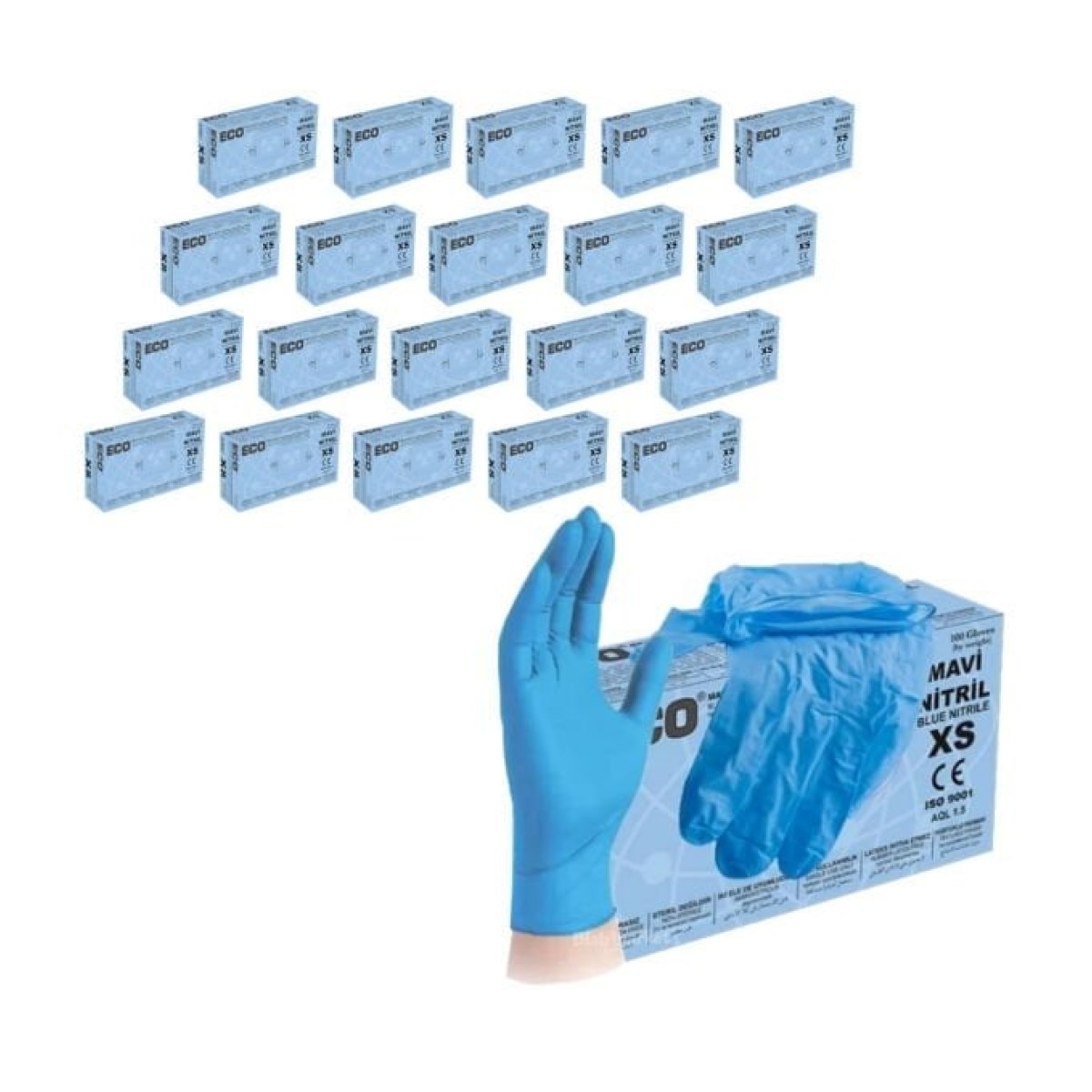 Nitril Eldiven Blue XS Beden - Çok Amaçlı Pudrasız 20 Paket