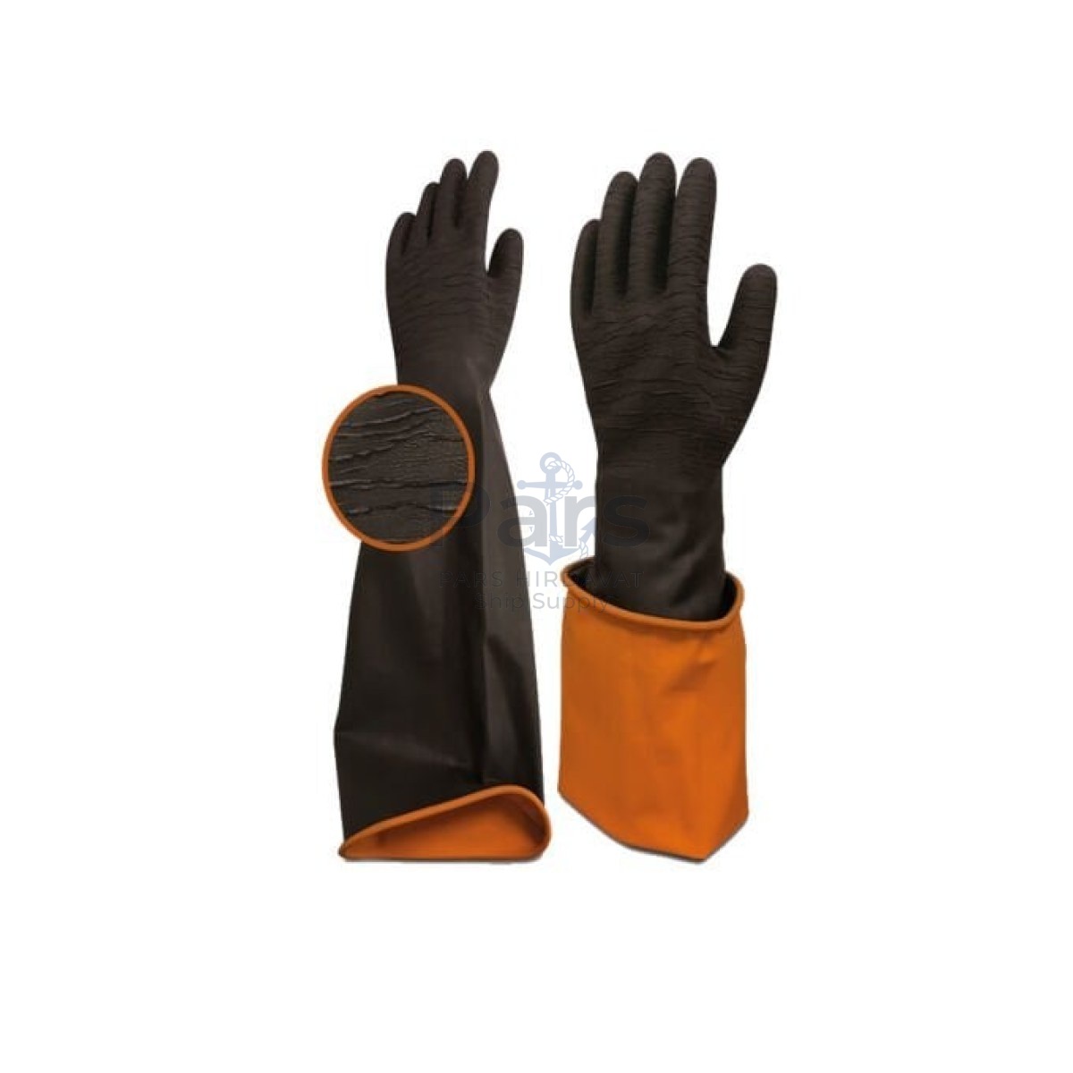Borox Lateks Uzun Eldiven 60 cm - Korun Tırtıklı Uzun Black İş Eldiveni