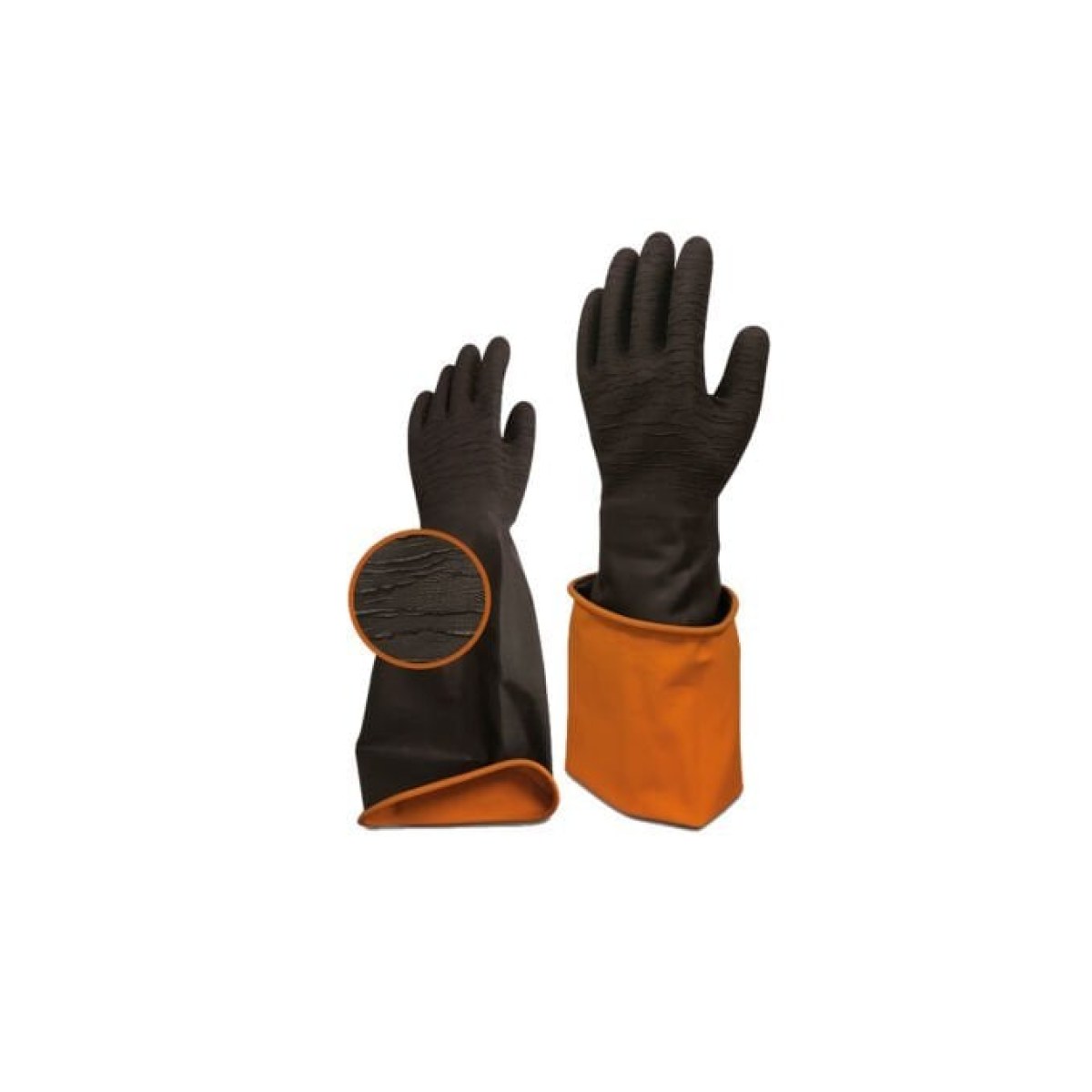 Borox Lateks Uzun Eldiven 45 cm - Korun Tırtıklı Uzun Black İş Eldiveni