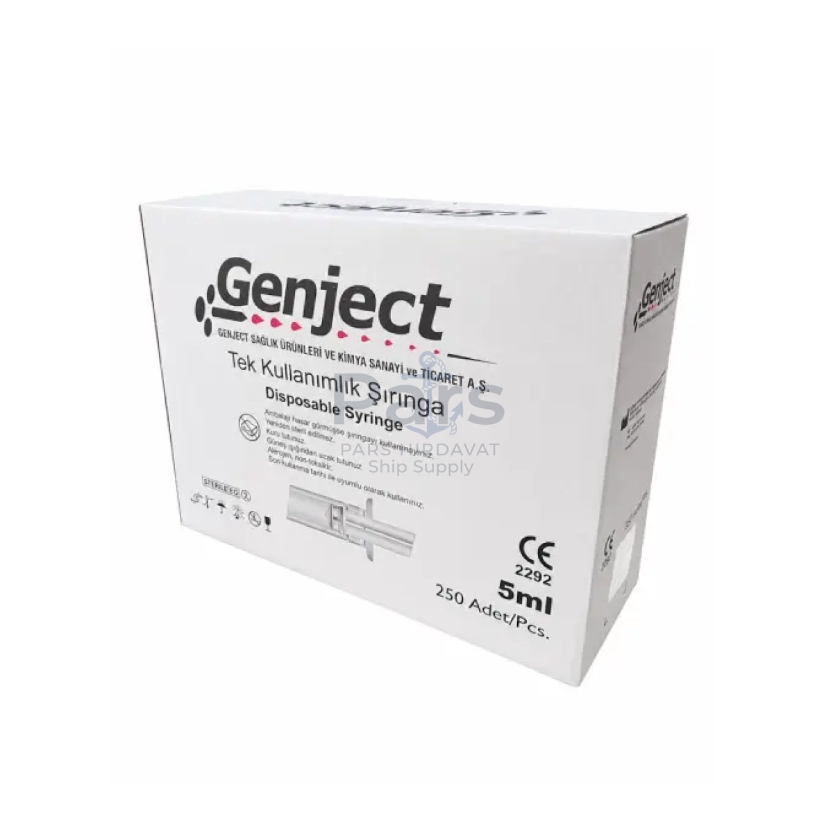 Enjektör Steril 5cc - Şırınga 5ml - 3 Parça - 250 pcs/paket