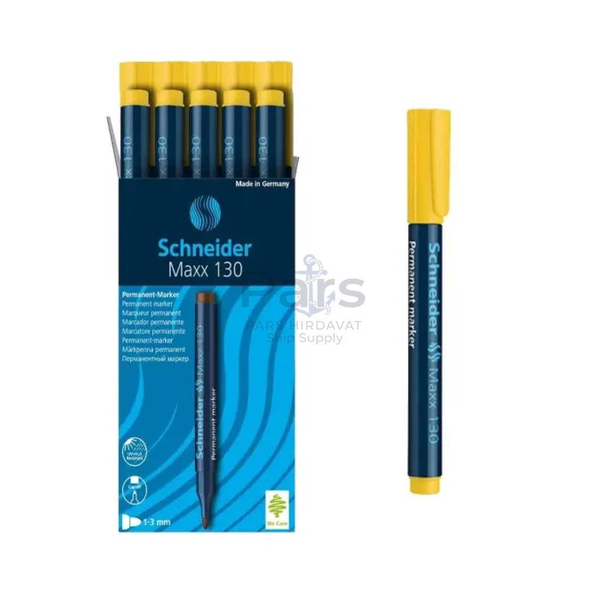 Schneider Maxx130 Asetat Kalemi Yellow - 1-3mm - Cam Kalemi - 10 pcs