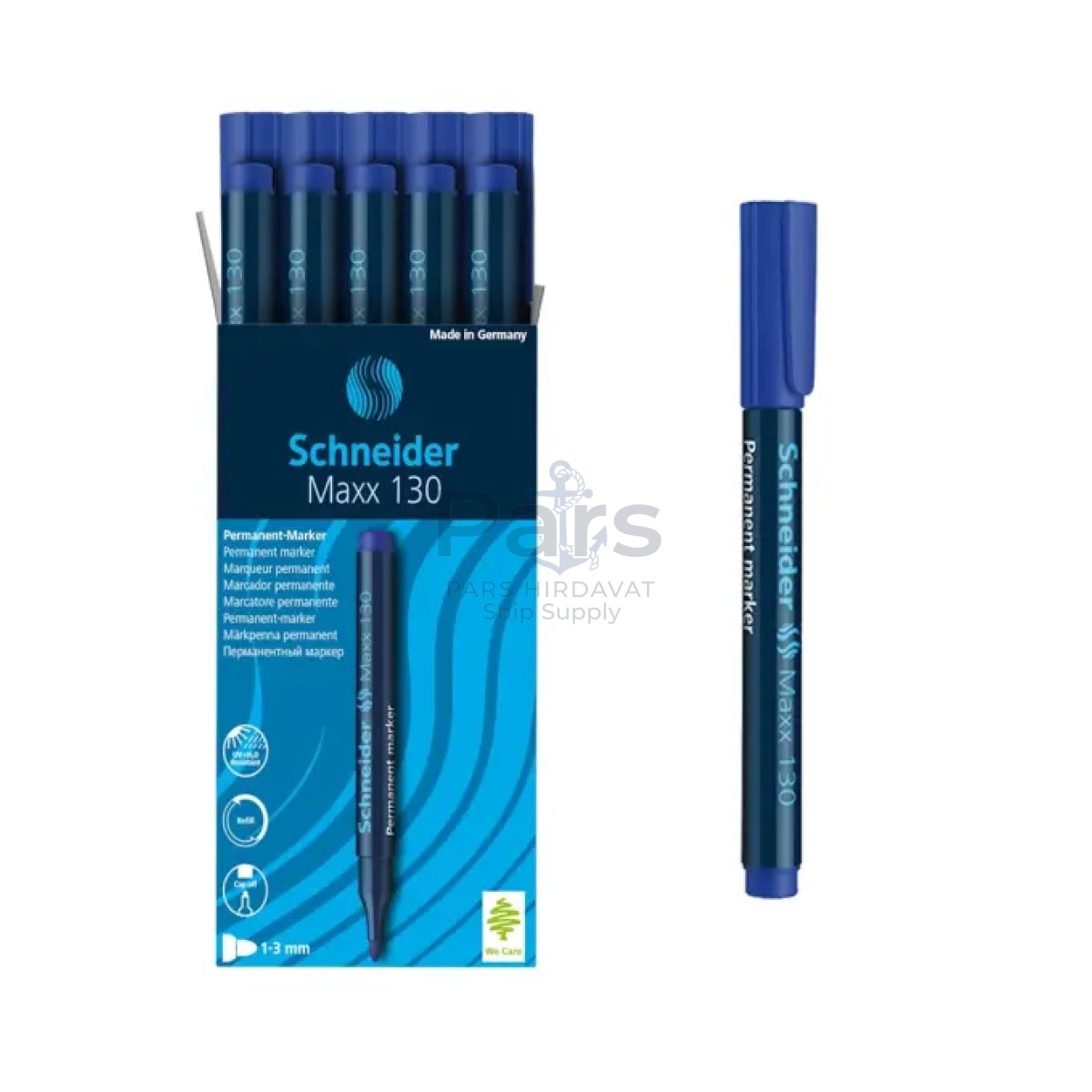 Schneider Maxx130 Asetat Kalemi Blue - 1-3mm - Cam Kalemi - 10 pcs